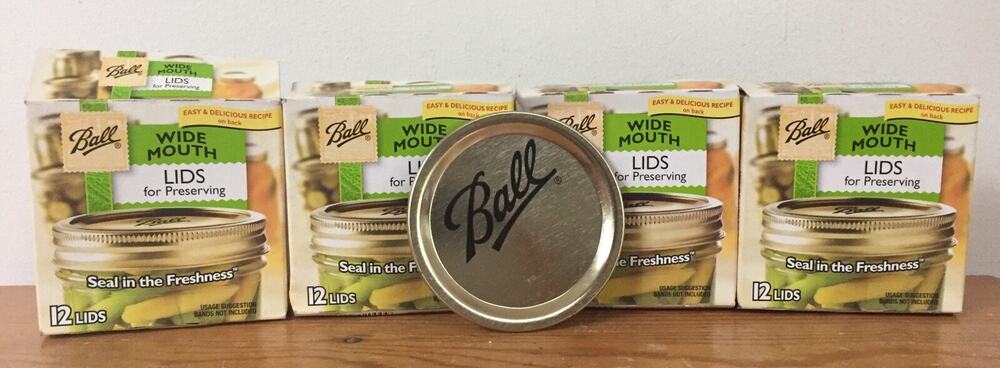 New Ball Lid Band Wide Mouth Brass 48pc Canning Jar Lids No Bands 48 Count